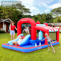Château gonflable Airmyfun avec toboggan pour enfants, utilisation extérieure et à domicile, capacité 3 personnes, installation facile, fête familiale, 420D+840D