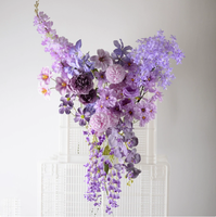 Decoración de Boda con Flores Artificiales en Tono Morado, Flores de Tela de Seda en Morado Claro y Morado Pálido para Salón de Bodas