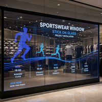 Film LED transparent adhésif pour vitrine de magasin de vêtements de sport, à coller sur vitrine en verre