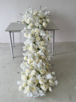 Cascade de roses blanches artificielles, décoration d'allée de mariage, arrangement floral long pour centre de table de banquet d'hôtel