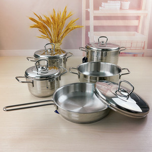 Thép không gỉ đồ nấu nướng với <span class=keywords><strong>Tempered</strong></span> <span class=keywords><strong>Glass</strong></span> Nắp Frying Pan đôi xử lý súp Nồi sữa Pan Chảo Set, thép, bạc - Product Image 3