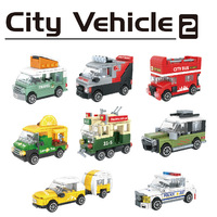XR DRSTAR Juego de 20 Piezas de Bloques de Construcción Mini de Autobús Urbano y Coche de Policía, Ladrillos de Plástico Compatibles con Lego, Juguete Educativo DIY, Regalo para Niños