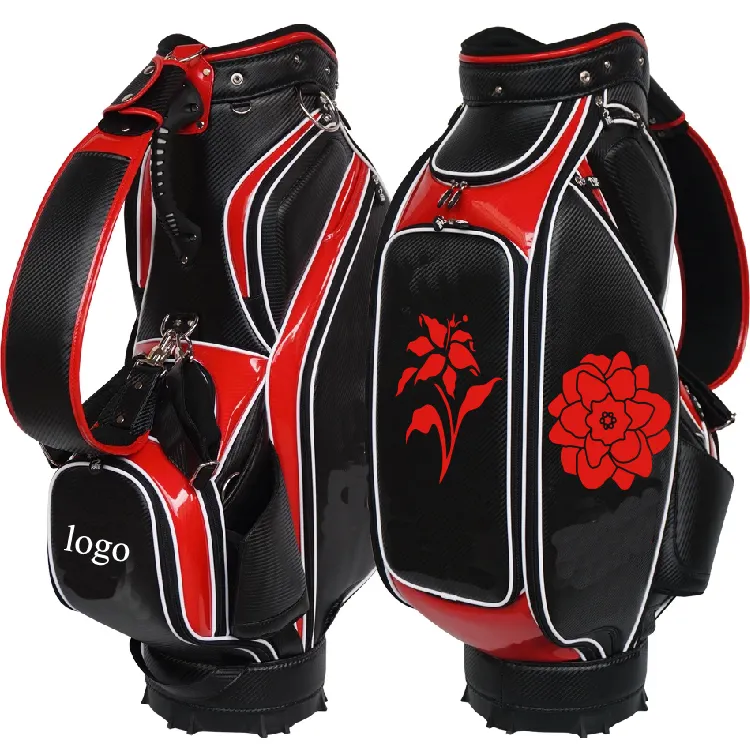 Bolsa de golf hecha a medida, fábrica profesional, OEM, bolsas de transporte de golf de cuero PU premium con logotipo bordado