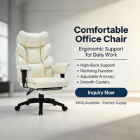 Chaise de bureau exécutive contemporaine en cuir PU personnalisée avec repose-pieds pour usage domestique et professionnel - Commandes en gros