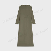 Élégante Abaya Musulmane Vert Olive Personnalisée, Ensemble 2 Pièces Premium Mat Kimono Ouvert Anti-Plis, Tenue Pudique pour le Quotidien et l'Aïd