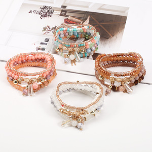 Fashion Jewelry <b>Beaded</b> <b>Bracelets</b> Set Crystal Rhinestone Tassel Women's Gift <b>Bracelets</b> Made In China - Product Image 2