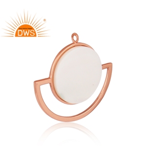 Sun & Moon Design Pendant for Unisex Rose Gold Plated Jewelry Manufacturer Mother of Pearl Gemstone Pendant - Product Image 2