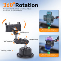 Kit de montage de voiture à ventouse pour pince de téléphone universelle Mechrig avec bras magique à double tête sphérique à 360 ° et support à ventouse