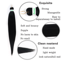Lot de 4 mèches de cheveux à tresser pré-étirées de 60 pouces, 320g, Yaki, ignifuges, sans démangeaisons, pour tresses au crochet sans nœuds, fixation à l'eau chaude