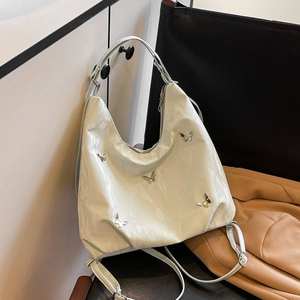 Bolso de hombro de poliéster con cierre de cremallera de cuero PU de gran capacidad, informal, a la moda, con diseño de mariposa, para mujer - Product Image 4