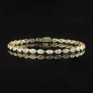 C10161b tuân thủ tùy chỉnh chiều dài 9K 375 Rắn vàng 7in <span class=keywords><strong>bezel</strong></span> thiết lập ngang hình bầu dục cắt 3x5mm vvs moissanite Tennis Vòng đeo tay - Product Image 1