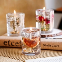 Getrocknete Blumen Gelee Duftkerze im Glasbecher Natürliche Ätherische Öl Aromakerze für Weihnachten Schlafzimmer Tisch Heimdekoration