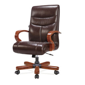 Modern Leather CEO Executive Office <b>Chair</b> with Revolving Feature Mahogany Color School & Hotel Use From Guangzhou - Product Image 4