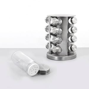 Estante giratorio de 16 especias para cocina de acero inoxidable 430 con botellas de vidrio - Product Image 5
