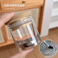 Qianya OEM Transparent verre ongles Dappen plat 1 pièces/lot liquide poudre conteneur paillettes ongles tasse