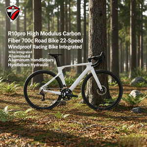 Vélo de route R10pro en fibre de carbone haute performance 700c, 22 vitesses, vélo de course coupe-vent, guidon intégré en aluminium, freins à disque hydrauliques - Product Image 1