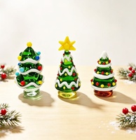 Sapin de Noël en verre fait main 2026 pour décorations de table, artisanat en verre coloré, décoration de Noël pour la maison, cadeau de fête