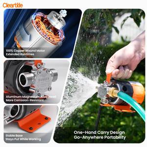 Cleartide 115V 1/10HP 380gph Điện Nước Chuyển Bơm Xách Tay Nhỏ Tiện Ích Bơm Với Hút Nước Hose Kit - Product Image 4