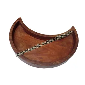 Crescent Moon Tray Made Of Wooden For Watch , Earrings , Necklace , Ring & Crystals Stones