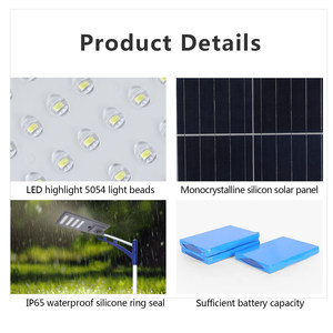 Năng lượng mặt trời ánh sáng <span class=keywords><strong>LED</strong></span> Tích hợp ánh sáng đường phố nhôm hồ sơ bài Top cho biệt thự vuông VƯỜN 3M/3.5m ngoài trời cực ánh sáng - Product Image 2