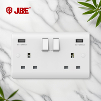 Prise murale rétro 13A 1 Gang avec interrupteur DP et 2 ports USB (Type A+A) en bakélite blanche, 250V, conforme à la norme britannique, pour maison et bureau, installation facile