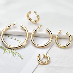 Dreamwork-pendientes de aro redondos de Plata de Ley 925, chapados en oro de 14K, en amarillo, oro rosa, oro blanco, tamaño de 20mm-50mm - Product Image 5