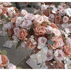 Centros de mesa para bodas, adorno de estilo otoñal con soporte, guía de camino de flores artificiales, arco de peonía rosa para decoración de eventos - Product Image 4