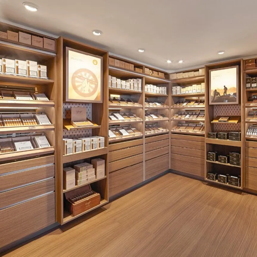 Customized Smoke Shop Interior Design Decoration Retail Display Showcase Display Cases For Tobacco shop