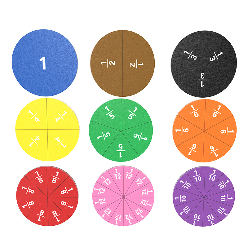 Magnetic Fraction Problem Demonstrator 9cm EVA Learning Disk Resource for Preliminary Understanding Fractions Additions Teaching