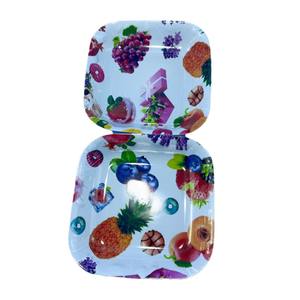 Assiettes à fruits en plastique en gros à 2 yuans, spécialisées dans les assiettes à fruits rectangulaires à bords ondulés, 203 assiettes à fruits carrées à motifs. - Product Image 2