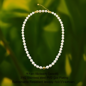 Pearl Necklace 316L Stainless Steel PVD Gold Plating Sustainable Resistant Jewelry for Women - Product Image 3