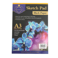 Bloc de Dibujo Keep Smiling Artist, A3/A4/A5, 20 Hojas, 200g, Páginas Interiores Negras, Bloc de Papel para Dibujo Artístico