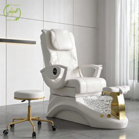 Équipement de salon de manucure en or blanc Offre Spéciale chaise de spa de massage des pieds chaise de pédicure électrique inclinable sans plomberie avec tabouret