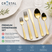 Ensemble de couverts en or pour hôtel et restaurant CRYSTAL, couteau, fourchette, cuillère, personnalisé, 16 pièces, 24 pièces, vente en gros en Chine