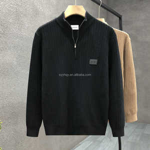 Oem/ODM sọc người đàn ông giản dị của áo thun áo len dệt kim Áo len kinh doanh bán buôn giá rẻ tùy chỉnh vòng cổ mùa đông dệt kim dày - Product Image 3