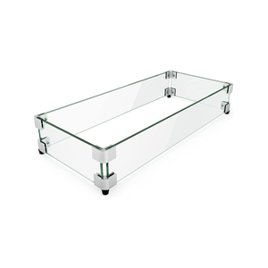 Pare-vent en verre pour table de foyer, épais et robuste, avec support d'angle en aluminium dur et pieds en caoutchouc, panneau en verre trempé - Product Image 1