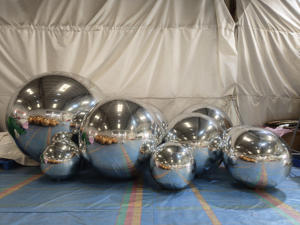 Sfera a specchio galleggiante appesa in PVC grande evento personalizzata sigillata in argento grande palla lucida - Product Image 3