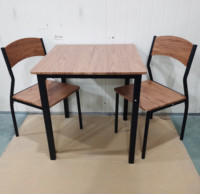 Ensemble de Table à manger en bois massif, 3 pièces, avec cadre en métal, meuble de 2 places, pour la salle à manger, les magasins à manger