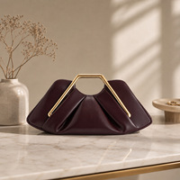 Sac à main de soirée plissé en cuir PU pour femme, pochette fourre-tout à fermeture magnétique, luxe léger, à porter sous le bras, vente en gros, logo personnalisé, expédition immédiate