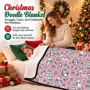 Couverture à colorier DIY de Noël pour enfants, couverture en peluche douce, activité artistique festive, cadeau - Product Image 1
