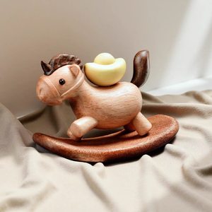 Ornement Cheval du Zodiaque en Bois de Hêtre, Cheval à Bascule Magnétique, Décoration de Bureau Feng Shui, Cadeau du Nouvel An Chinois - Product Image 2
