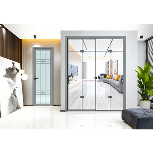 Puerta Corredera Antirrobo <span class=keywords><strong>de</strong></span> Aleación <span class=keywords><strong>de</strong></span> Titanio y Magnesio con Clasificación Balística, Doble Vidrio Templado, para Dormitorio, Exterior, Apartamento - Product Image 4