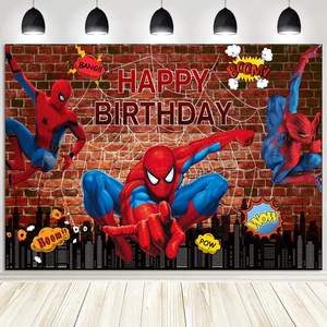 Fondos de fotografía con temática de <span class=keywords><strong>Spidey</strong></span> de dibujos animados para niños Fondo de foto de fiesta de feliz cumpleaños 5x3 pies - Product Image 6