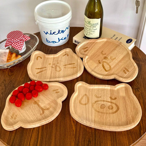 Plato de Madera de Caucho Creativo con Diseño de Animales de Dibujos Animados para Niños, Irrompible, para Cena, Pastel de Arroz, Frutas, Uso Doméstico - Product Image 4
