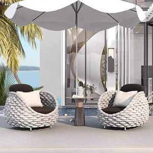 Meubles de jardin modernes Ensemble confortable de chaise de canapé en corde Coussin imperméable durable tissé à la main pour l'hôtel Villa Backyard - Product Image 4