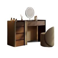 Coiffeuse de luxe moderne 2026 pour filles avec miroir lumineux à chargement sans fil, panneau en contreplaqué, multifonction pour salle de bain et chambre à coucher