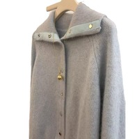 Abrigo de invierno de punto de manga larga para mujer, cárdigan de estilo informal con un solo pecho, botón frontal, Color sólido, venta al por mayor para otoño
