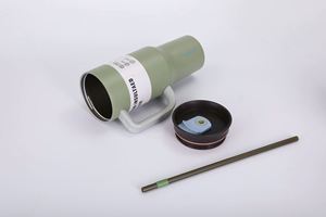 Vaso Térmico de Acero Inoxidable de 40 oz con Logotipo Personalizado, Asa y Pajita, Aislado, Moderno, para Viajes, Café, Bebidas Frías, Regalo Promocional - Product Image 5