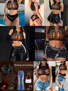 女式性感蕾丝网眼尼龙内衣套装镂空碎花<span class=keywords><strong>2</strong></span> pcs透明紧密无缝透气异国内衣 - Product Image 4