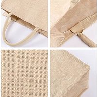 Promotionnel sur mesure grand Shopping couleur unie cadeau toile de jute sacs étanche Jute plage sac avec fourre-tout